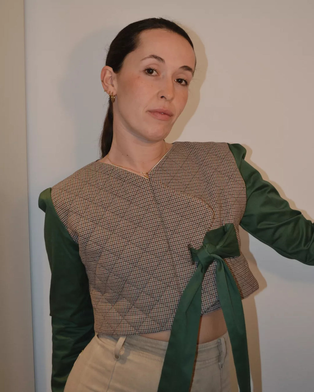 CHAQUETA CROPPED PATA DE GALLLO "ROCÍO"