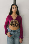 CROP TOP BUGANVILLA SATINADO FLOR CENTRAL