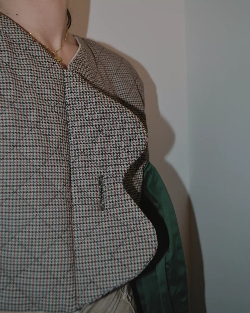 CHAQUETA CROPPED PATA DE GALLLO "ROCÍO"