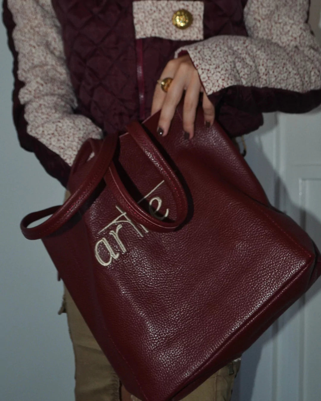 BOLSO "ICON" PIEL GRANATE