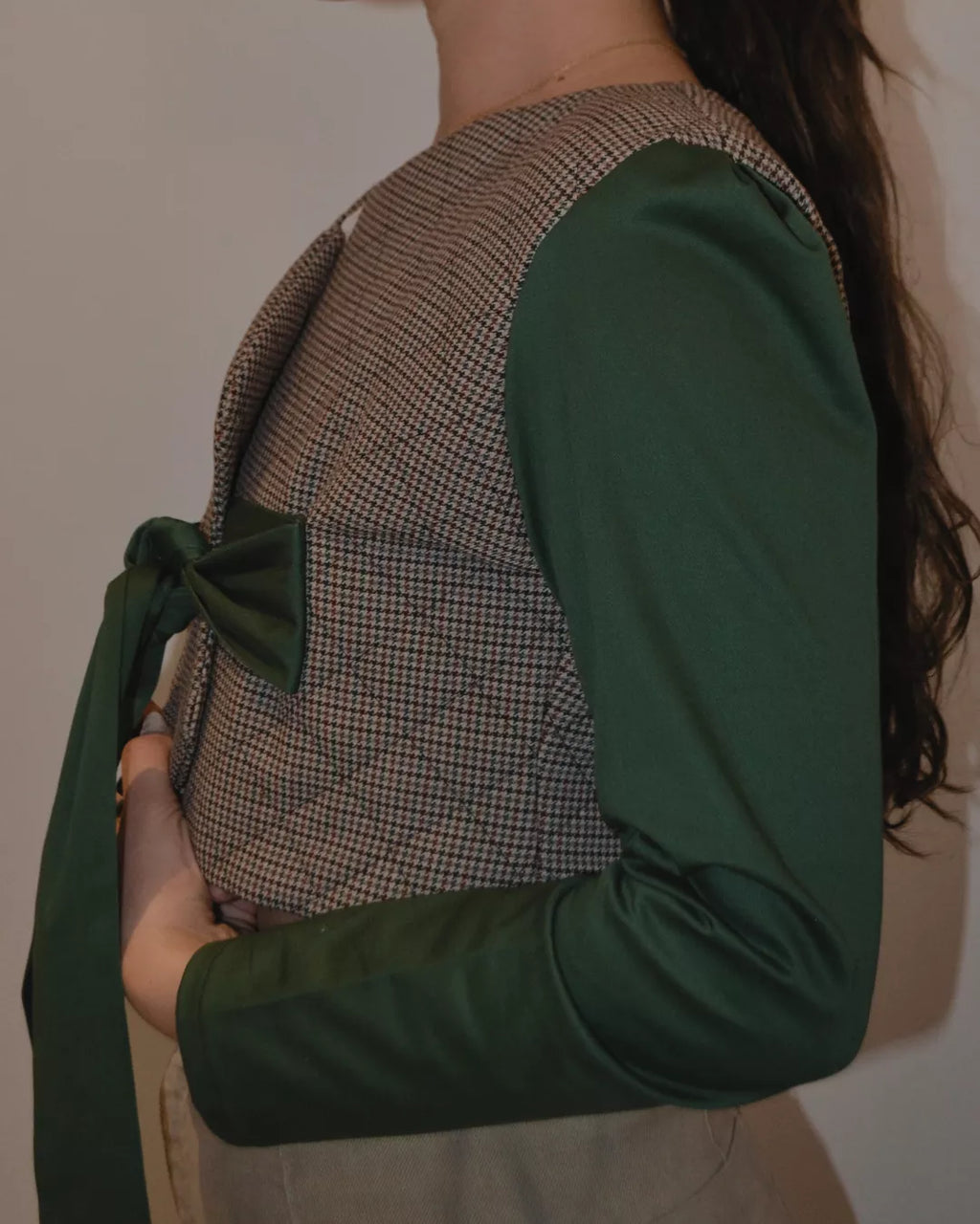 CHAQUETA CROPPED PATA DE GALLLO "ROCÍO"