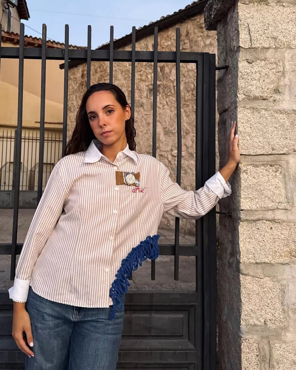 CAMISA OVERSIZE RAYAS "ARENA"