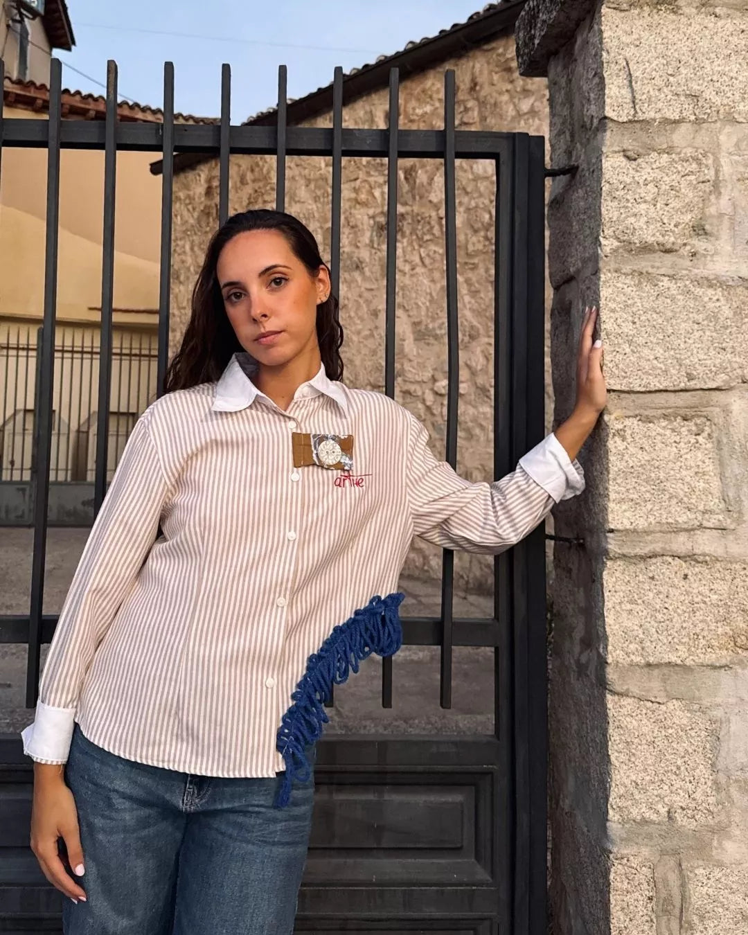 CAMISA OVERSIZE RAYAS "ARENA"