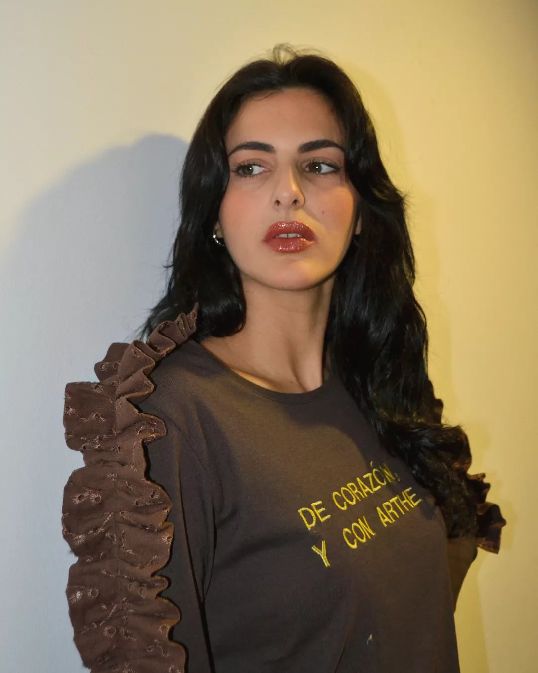 CAMISETA MANGA LARGA FRUNCE "ROSALÍA"