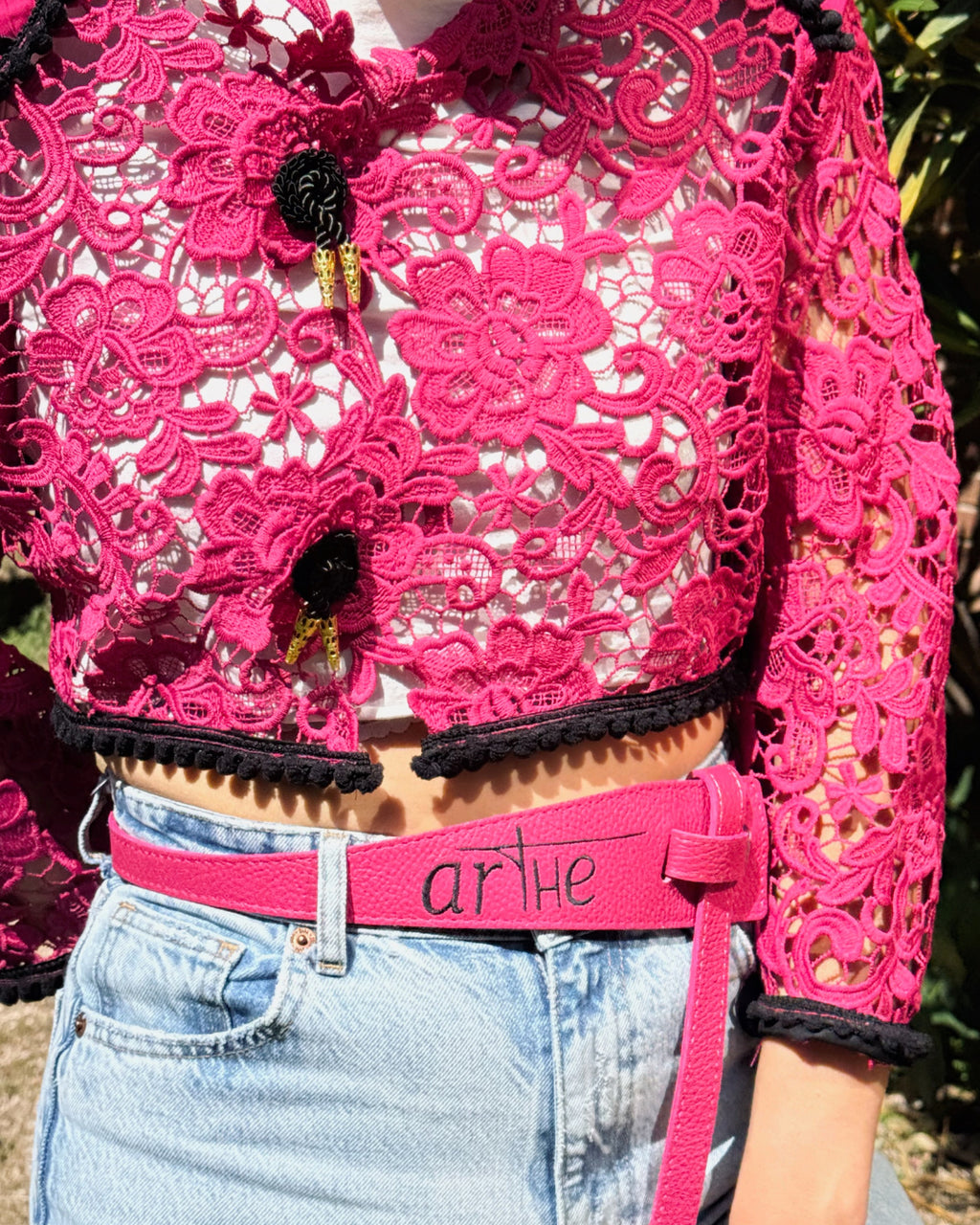 CINTURÓN/ FAJÍN ICON PIEL FUCSIA