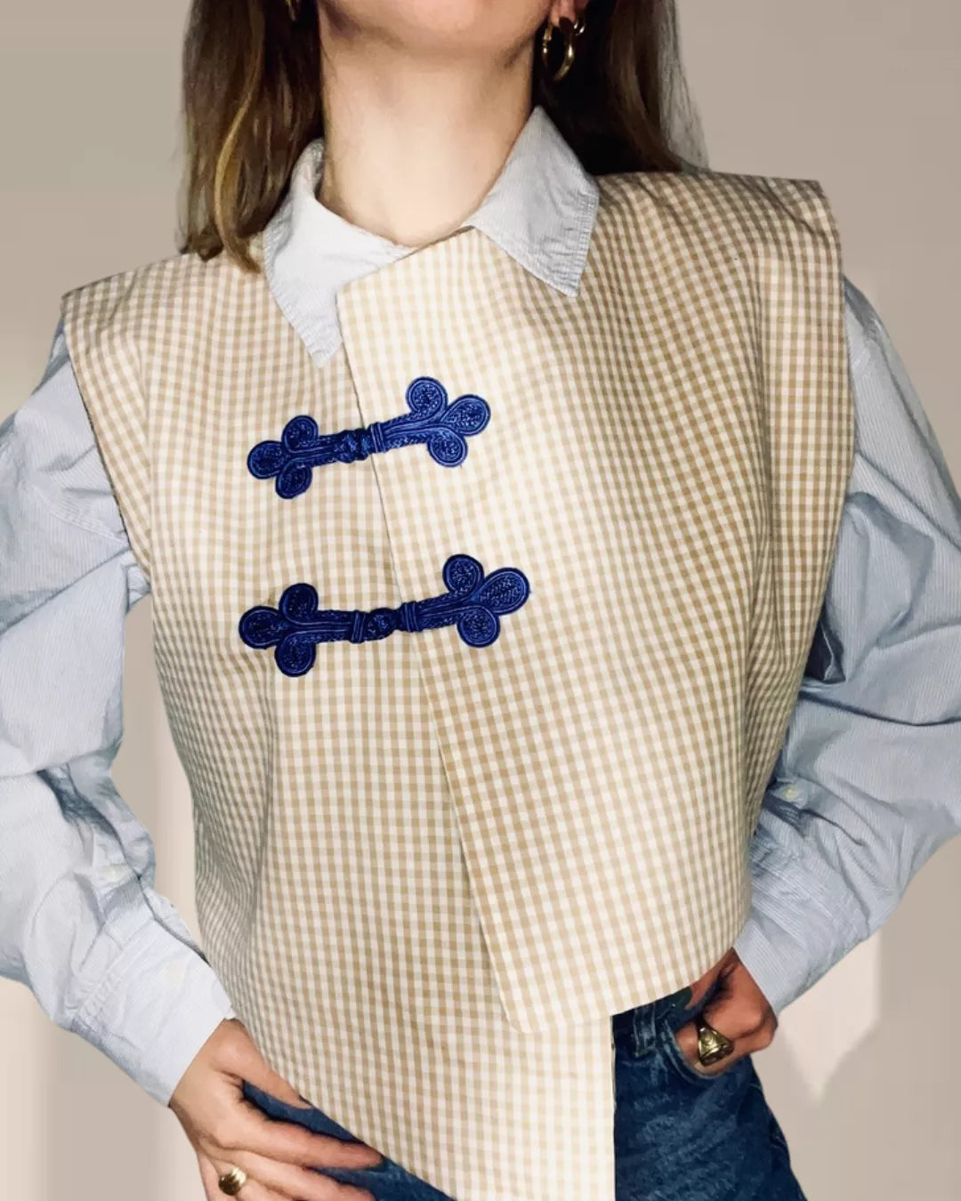 CHALECO ASIMÉTRICO VICHY "JUSTO"