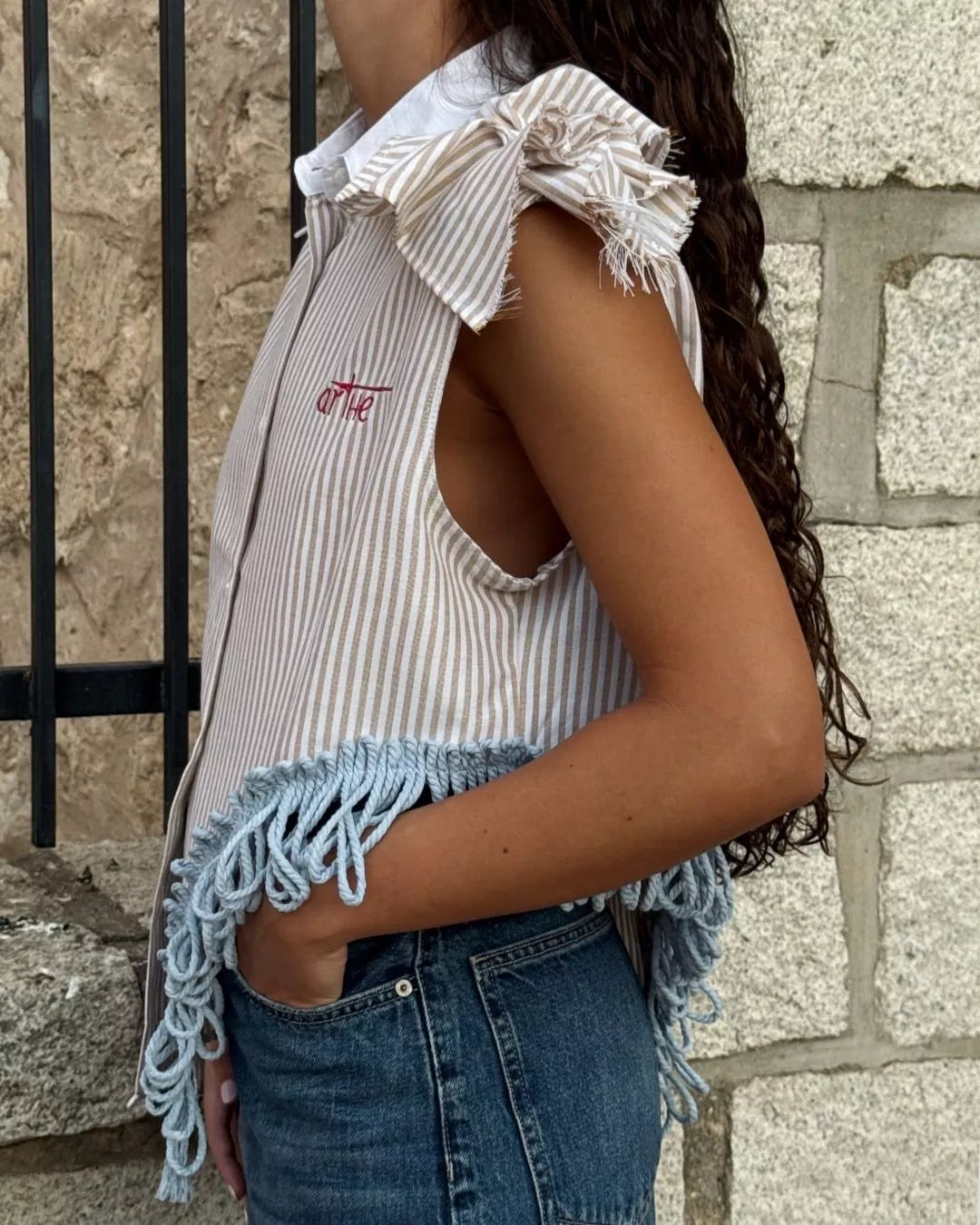 CAMISA OVERSIZE RAYAS "ARENA"