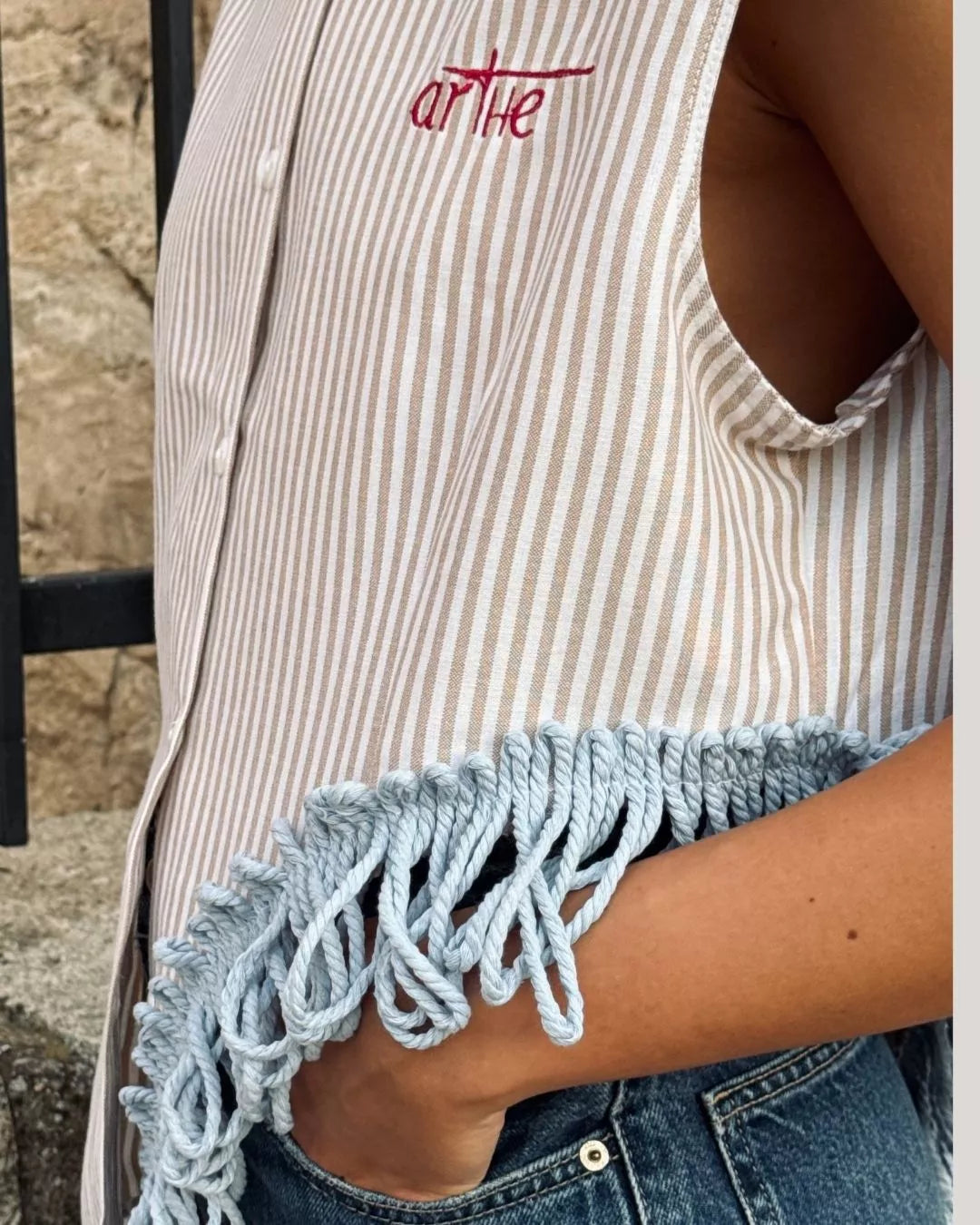 CAMISA OVERSIZE RAYAS "ARENA"