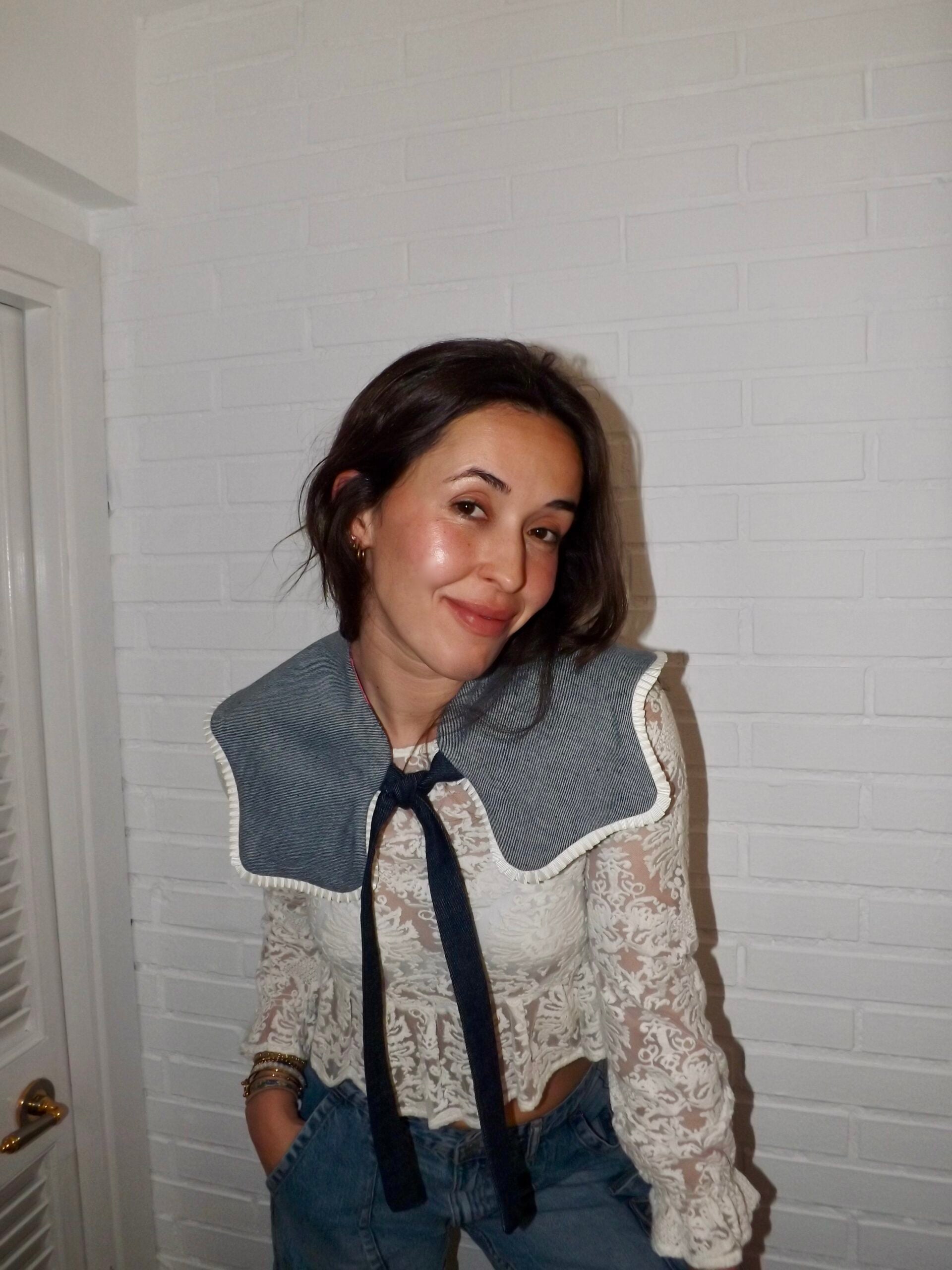 FALSO CUELLO TARTÁN/DENIM