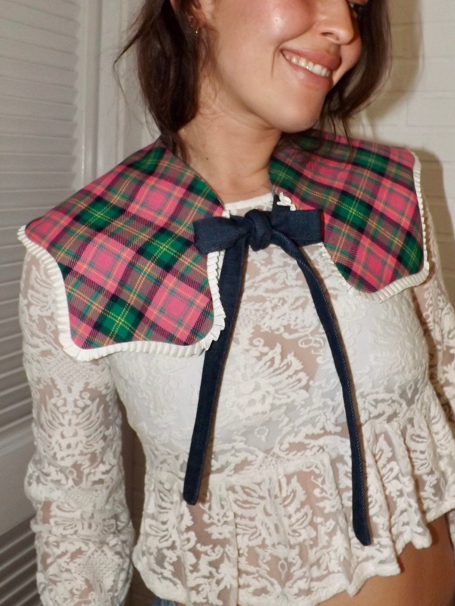 FALSO CUELLO TARTÁN/DENIM