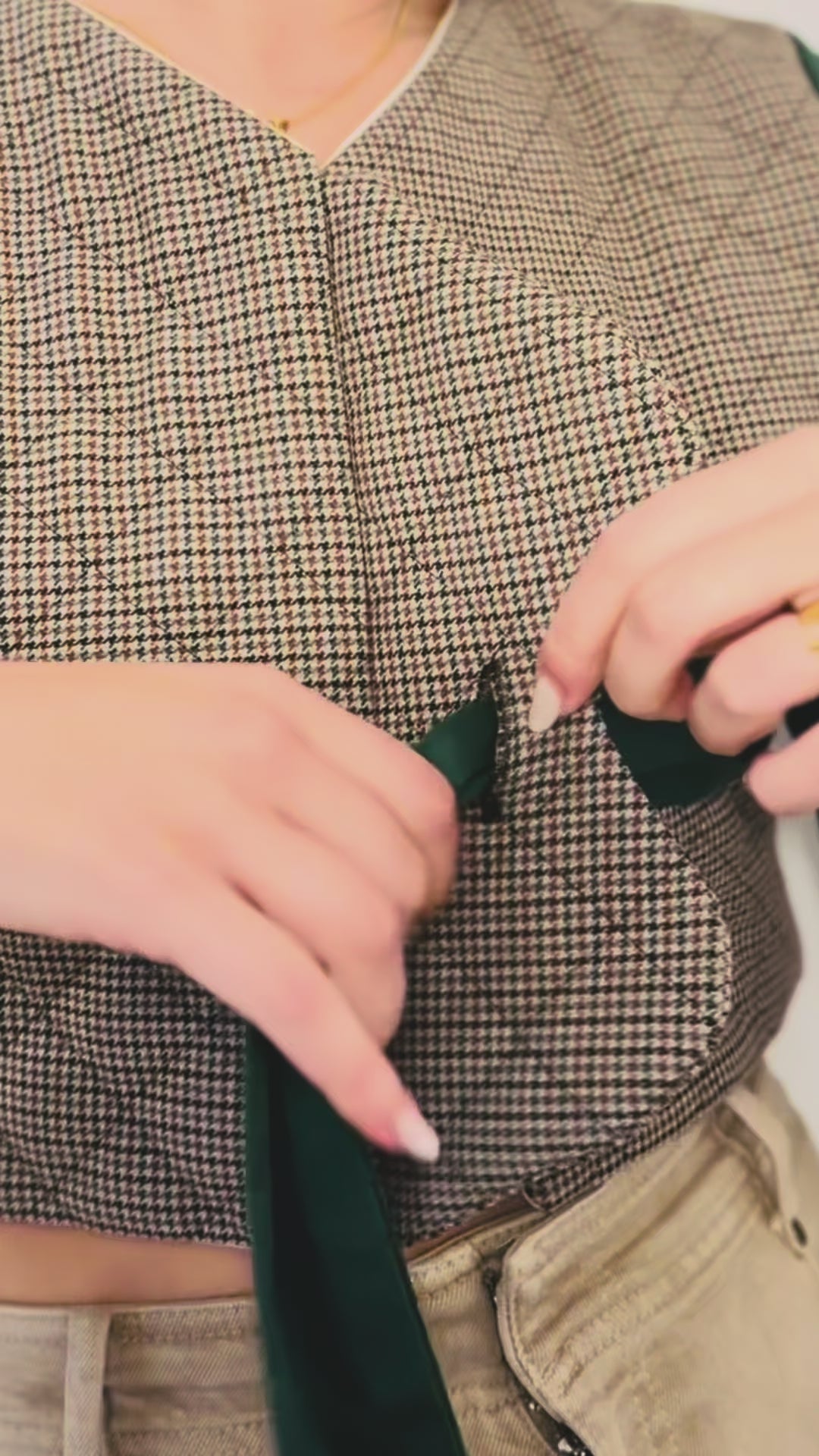 CHAQUETA CROPPED PATA DE GALLLO "ROCÍO"