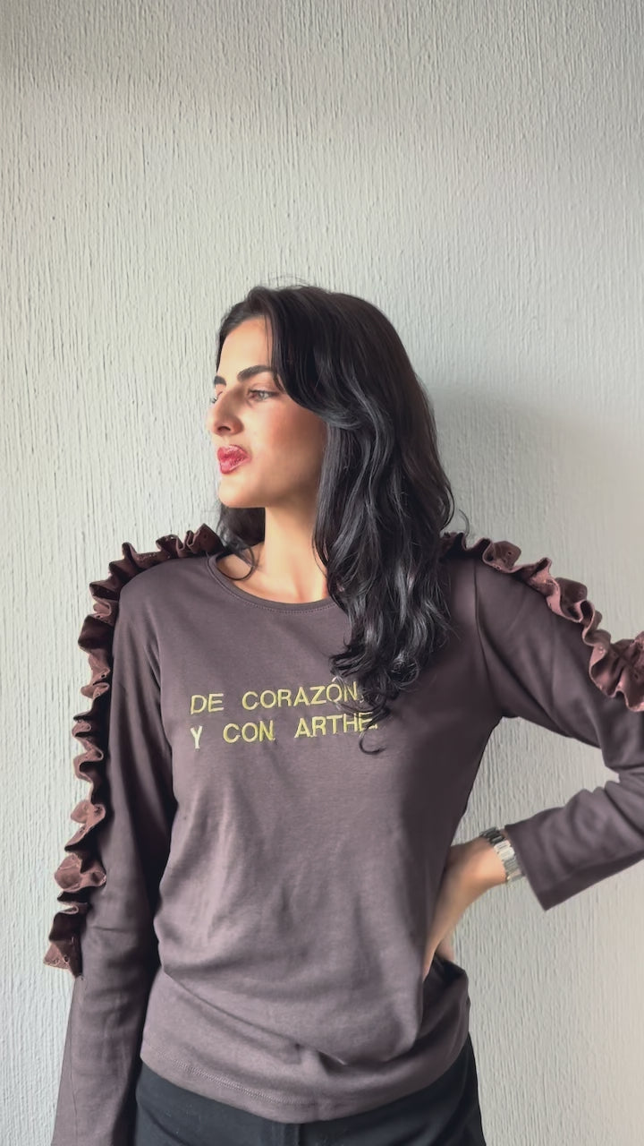 CAMISETA MANGA LARGA FRUNCE "ROSALÍA"